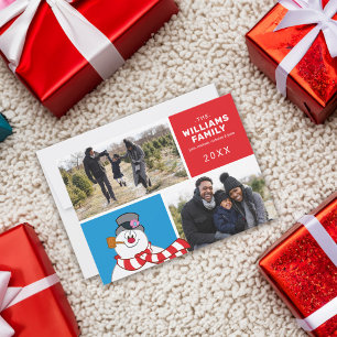 Frosty The Snowman Holiday Family Photo Collage Card
