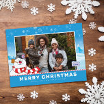 Frosty The Snowman | Merry Christmas Family Photo  Holiday Postcard<br><div class="desc">Celebrate the Holiday's with Frosty the Snowman! Customize this Frosty the Snowman Holiday Postcard with your favourite family photo and custom text!</div>