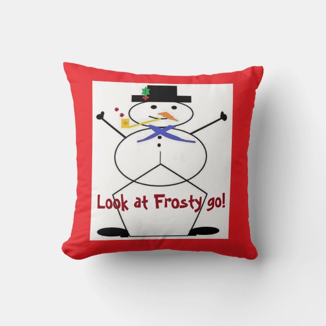 "Frosty the Snowman" Polyester Accent Throw Pillow (Front)
