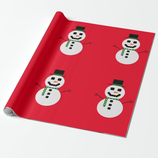 Frosty the Snowman Red Wrapping Paper (Unrolled)