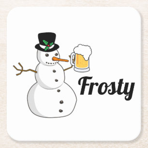 Frosty The Snowman Square Paper Coaster