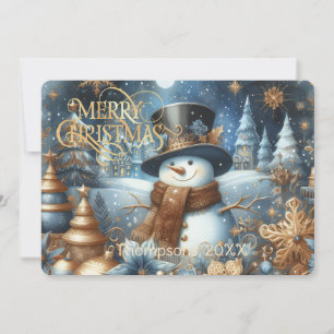 Frosty the snowman whimsical editable Christmas Holiday Card