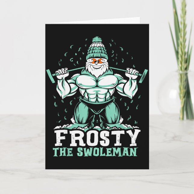 Frosty The Swoleman Funny Buff Swole Snowman Gym M Card (Front)