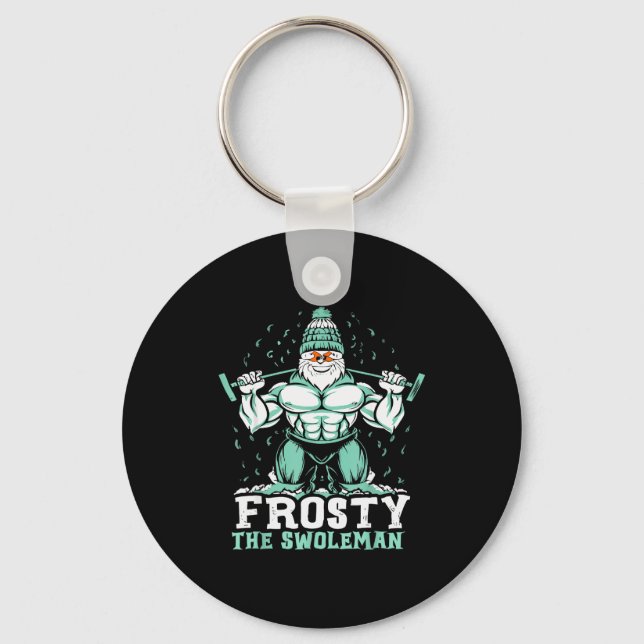 Frosty The Swoleman Funny Buff Swole Snowman Gym M Keychain (Front)