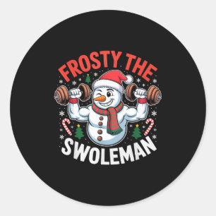 Frosty The Swoleman Funny Gym Swole Bro Snowman Classic Round Sticker