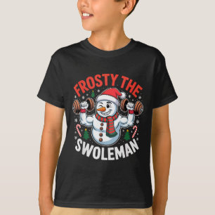 Frosty The Swoleman Funny Gym Swole Bro Snowman  T-Shirt