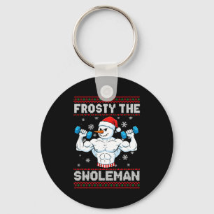 Frosty The Swoleman Ugly Christmas Sweater Funny S Keychain