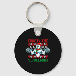 Frosty The Swoleman Ugly Christmas Sweater Funny S Keychain