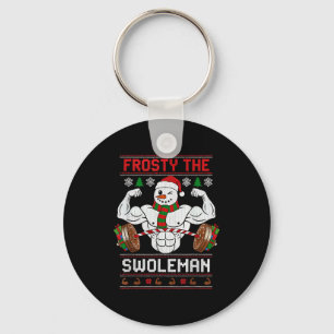 Frosty The Swoleman Ugly Christmas Sweater Funny X Keychain