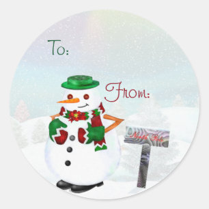 Frosty Town Christmas CUSTOM to and From or blank Classic Round Sticker