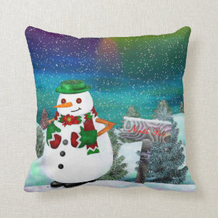 Frosty Town Christmas LIVING DECOR Throw Pillow