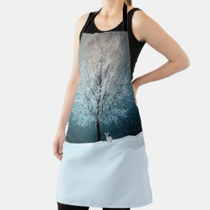 Frosty tree in the evening apron