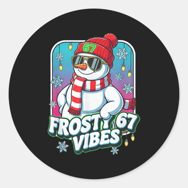 Frosty Vibes 67 Snowman Christmas  Classic Round Sticker (Front)