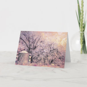 Frosty Winter Farm Scene Holiday Card