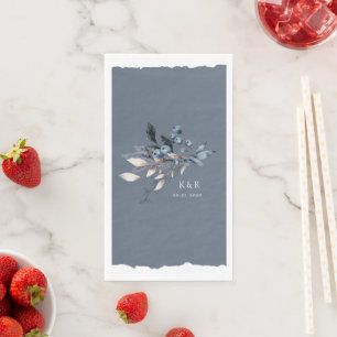 Frosty Winter Floral Monogram Wedding Napkin