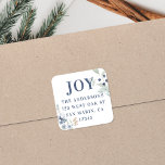 Frosty Winter Foliage Christmas Return Address  Square Sticker<br><div class="desc">This modern holiday return address label features beautiful watercolor illustrations of delicate foliage and winter berries on a white background. Customize it with your own name and address. this design coordinates with our Frosty Winter Foliage Holiday photo cards...  see the collection for more!</div>