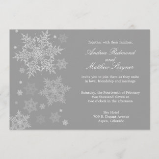 Frosty Winter Snowflake Wedding invitation Grey