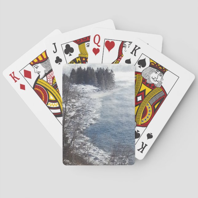 Frosty Winter trees on North Shore Drive Duluth Playing Cards (Back)