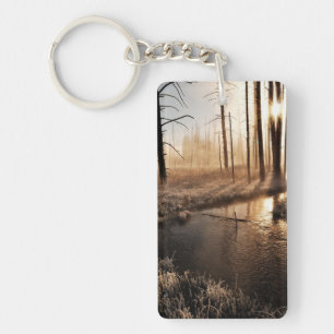 Frosty Yellowstone Morning Keychain