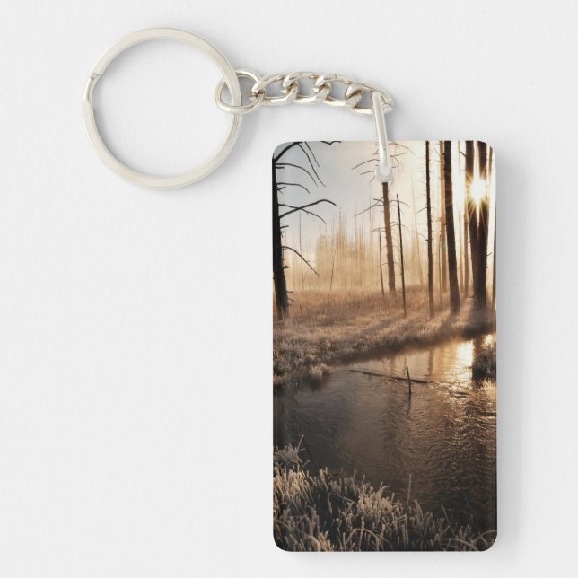 Frosty Yellowstone Morning Keychain (Front)
