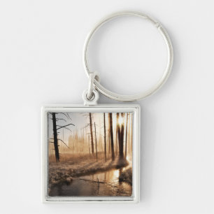 Frosty Yellowstone Morning Keychain