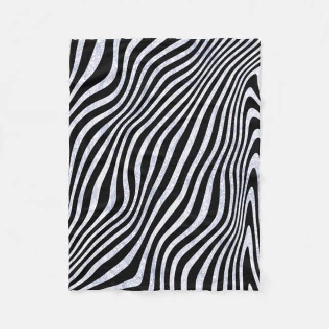 Frosty Zebra Stripes Fleece Blanket (Front)