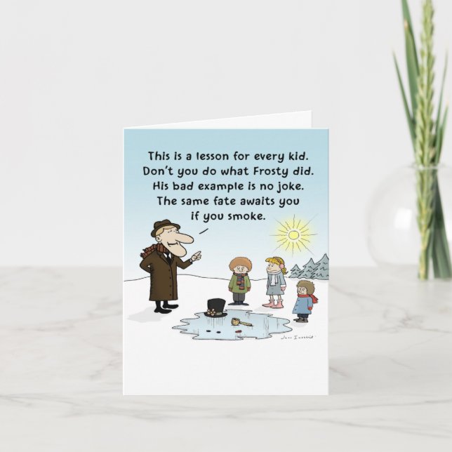 "Frosty's Bad Example" Humourous Christmas Xmas Holiday Card (Front)