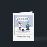 "Frosty's Last Day" Funny Christmas Cartoon | Xmas Holiday Card<br><div class="desc">Cartoon of Frosty the Snowman melted into a puddle in front of two kids. The girl is saying, “I TOLD you not to give him any hot chocolate!” A funny cartoon Christmas card for everyone on your list. Inside greeting: “warmest holiday wishes.” This text can be personalized with your own...</div>