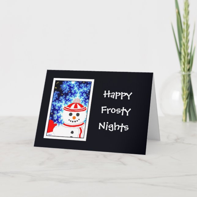 FROSTY'S NIGHT Snowman Design Greeting Card (Front)