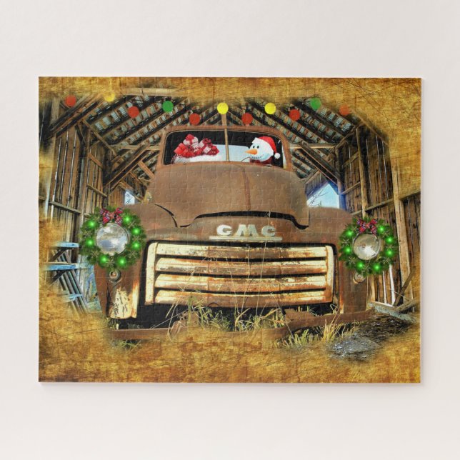 Frosty's Vintage GMC Truck Christmas Run Jigsaw Puzzle (Horizontal)