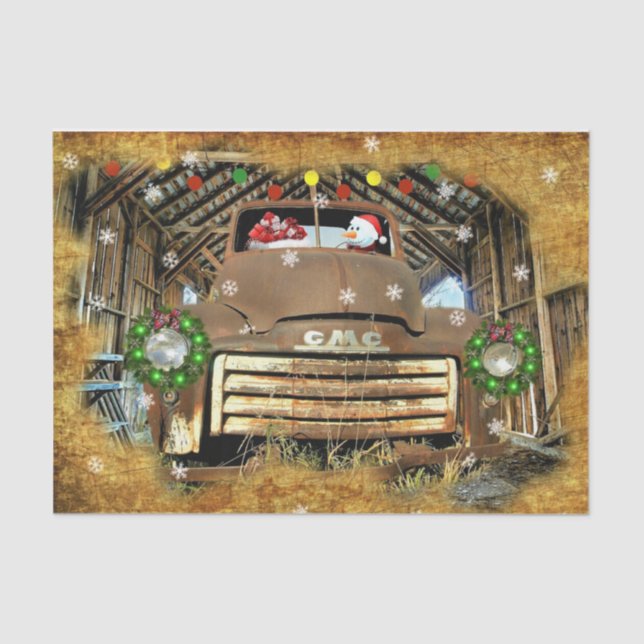 Frosty's Vintage GMC Truck Christmas Run Tissue Paper (Front)