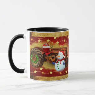 Frosty's Vintage Red Tractor Christmas Mug