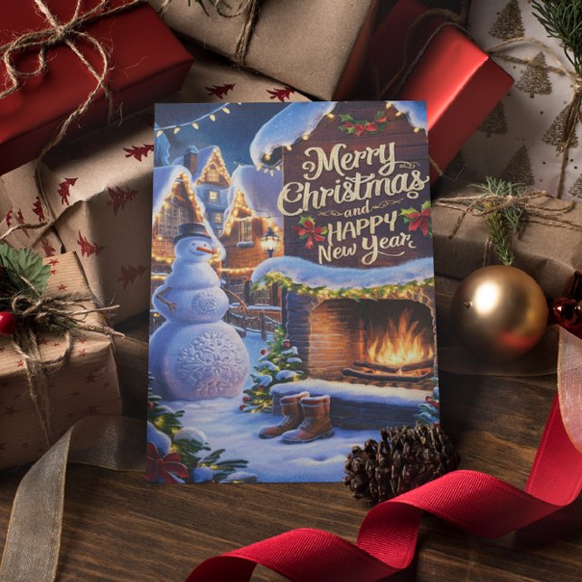 Frostys Warm Welcome by the Fireplace  Postcard (Creator Uploaded)