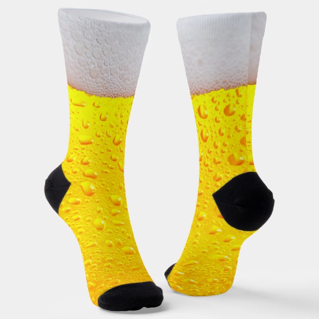 Frothy Beer Funny Beer Drinker Novelty Socks (Angled)