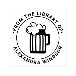 Frothy Beer Mug Library Book Name Self-inking Stamp