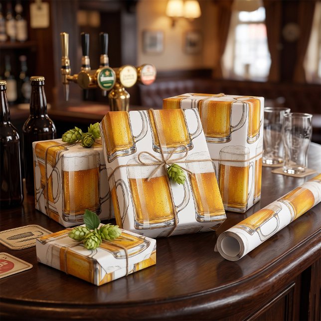 Frothy Cold Beer Mug Drinker Wrapping Paper (Creator Uploaded)