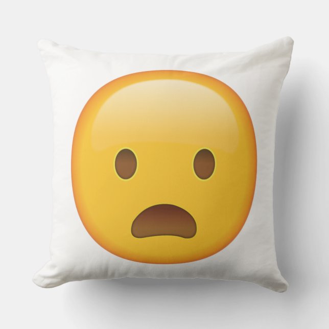 Frowning Face with Open Mouth - Emoji Throw Pillow (Front)