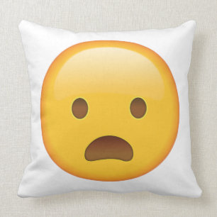 Frowning Face with Open Mouth - Emoji Throw Pillow