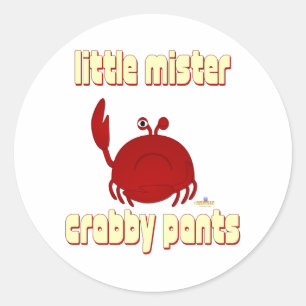 Frowning Red Crab Little Mister Pants Classic Round Sticker