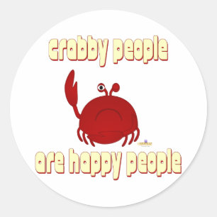 Frowning Red Crab   People Are Happy People Classic Round Sticker
