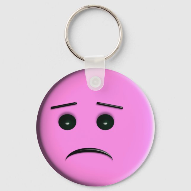 Frowny Face - Pink - Customized Keychain (Front)