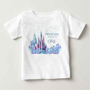Frozen 1st Birthday Cartoon Castle First Birthday Baby T-Shirt