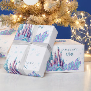 Frozen 1st Birthday Cartoon Castle First Birthday  Wrapping Paper