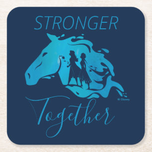 Frozen 2: Anna, Elsa, & Nokk Watercolor Graphic Square Paper Coaster