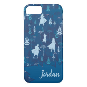Frozen 2: Anna, Elsa, & Olaf Blue Foliage Pattern Case-Mate iPhone Case