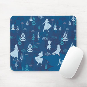 Frozen 2: Anna, Elsa, & Olaf Blue Foliage Pattern Mouse Pad