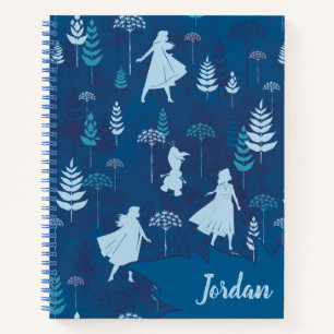 Frozen 2: Anna, Elsa, & Olaf Blue Foliage Pattern Notebook