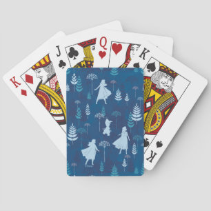 Frozen 2: Anna, Elsa, & Olaf Blue Foliage Pattern Playing Cards