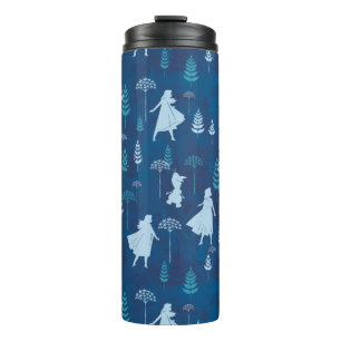 Frozen 2: Anna, Elsa, & Olaf Blue Foliage Pattern Thermal Tumbler