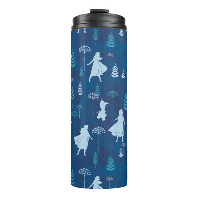 Frozen 2: Anna, Elsa, & Olaf Blue Foliage Pattern Thermal Tumbler (Front)